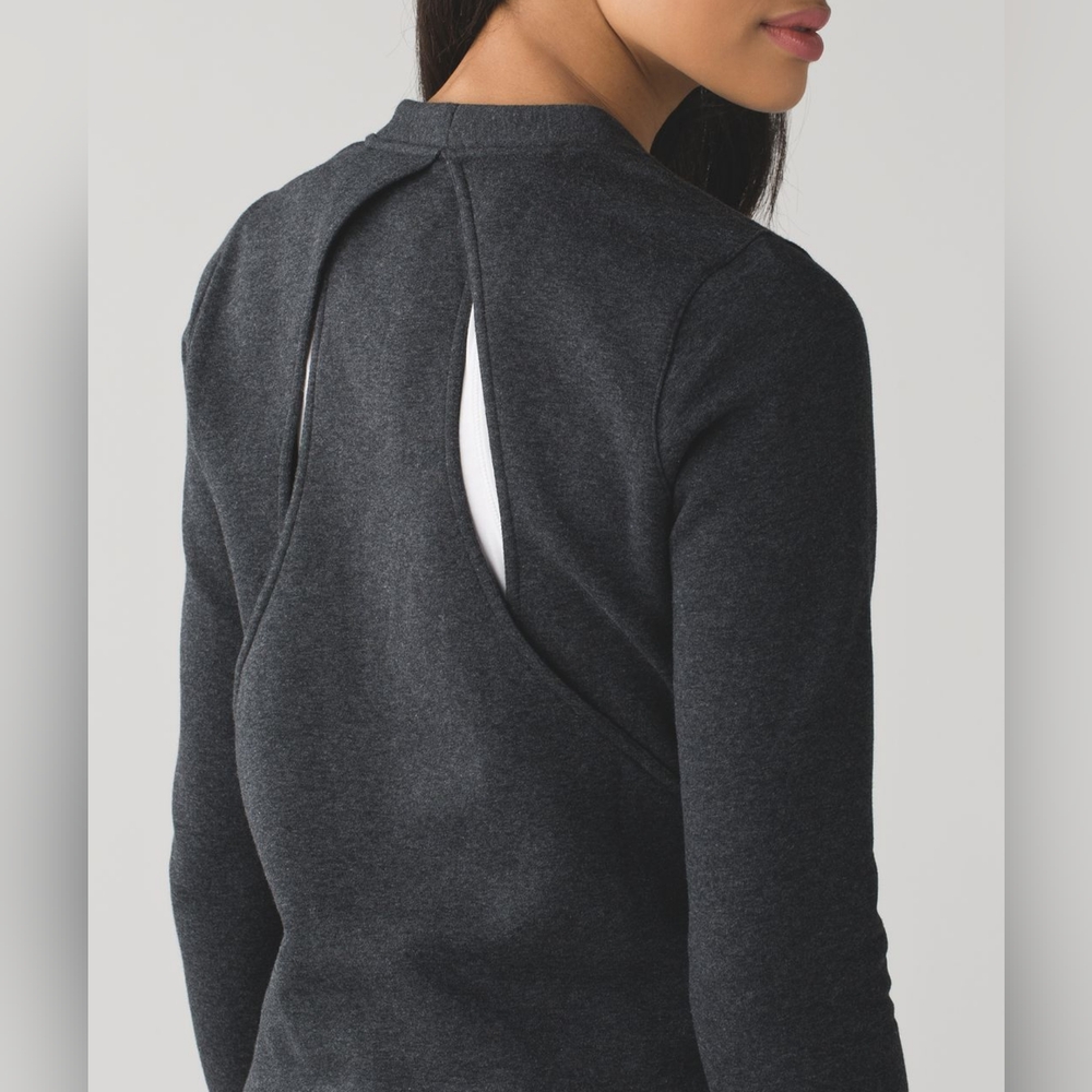 Lululemon grey sweatshirt with zip pockets and cutout back